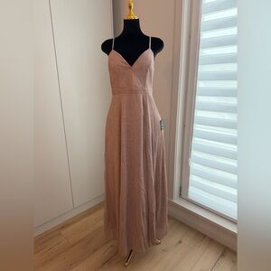 Truly Dazzling Mauve Multi Glitter Sleeveless Gown
